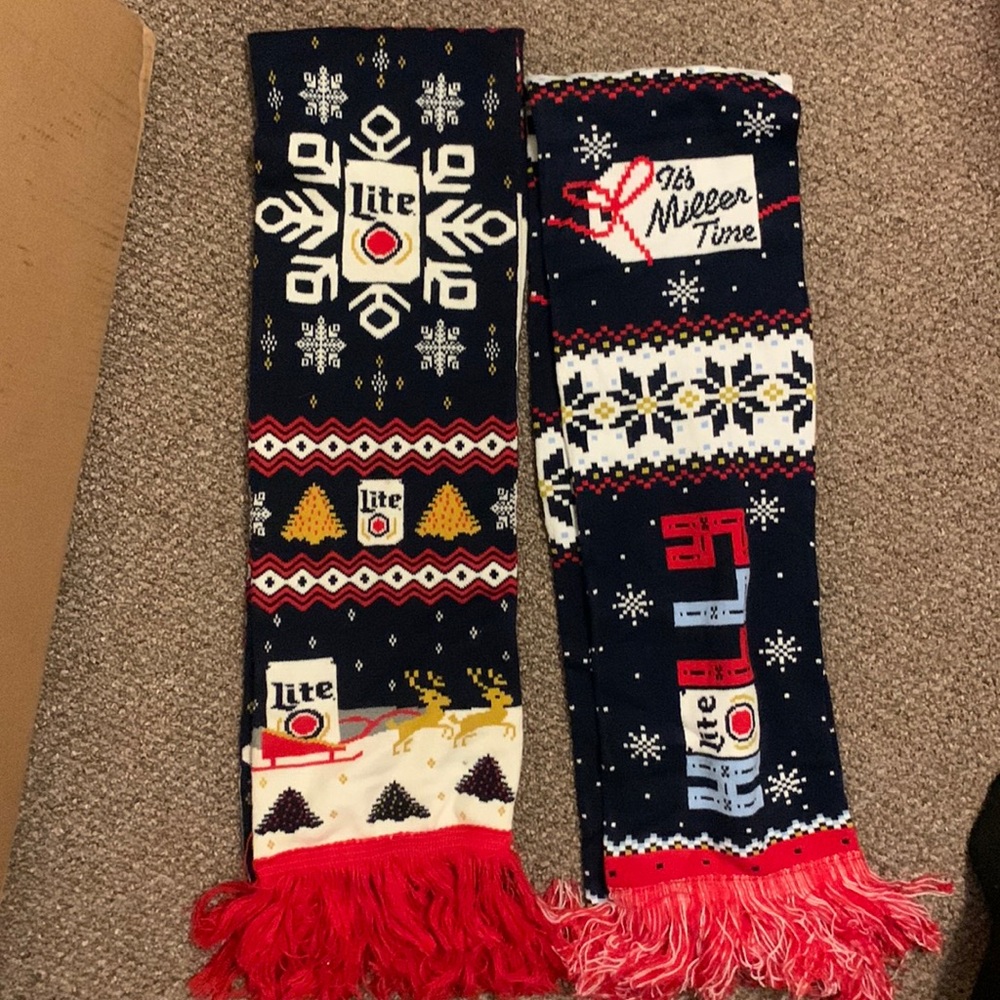 Two Miller lite scarfs
